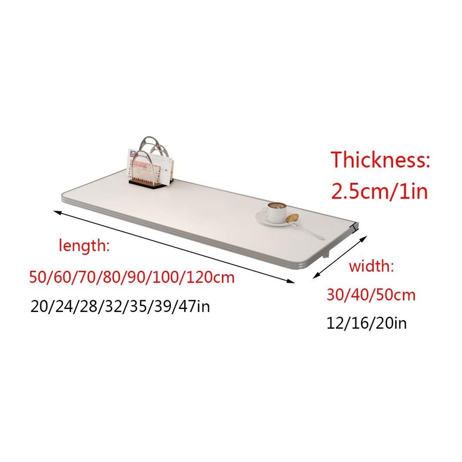 Tavolo pieghevole da parete galleggiante per piccoli spazi, salvaspazio, scrivania per camera da letto, con accessori (bianco, 50 x 50 cm)