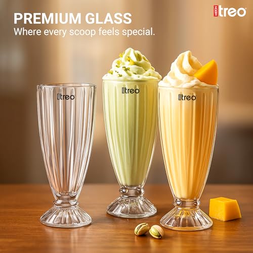 Image of Treo by Milton Linea Sundae Dessert Bowls | Wide Mouth for Easy Serving | Perfect for Sundaes, Ice Cream & Layered Desserts | Ideal for Cafes, Parties & Home | Set of 6, 355 ml Each