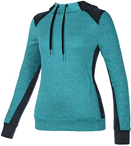 Pullover Sweatshirts for Women,Fulbelle Women's Fleece Lined Hoodie Sweatshirt Stylish Midweight Breathable Chilly Outdoor Pastel Hoodies House Wear Green Heathered X-Large