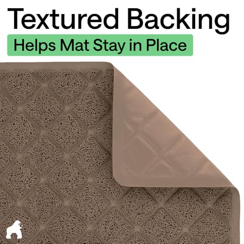 Image of Gorilla Grip Durable Multiple Cat Litter Mat (47x35), XL Jumbo, No Phthalate, Water Resistant, Traps Litter from Box and Cats, Scatter Control, Mats Soft on Kitty Paws (Brown), 1 Count, Plastic