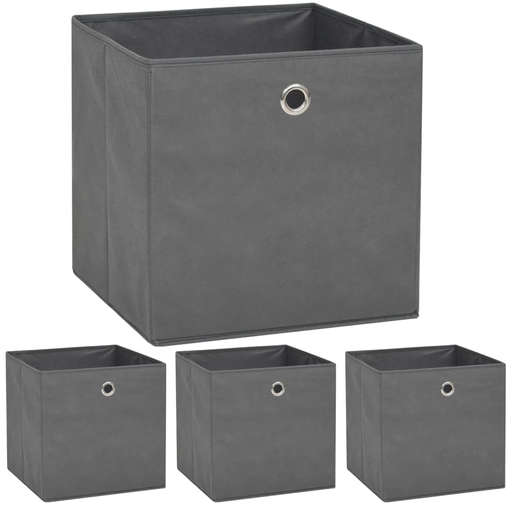 vidaXL 4er-Set Aufbewahrungsboxen aus Vliesstoff, 32 × 32 × 32 cm, faltbar, mit Metallöse