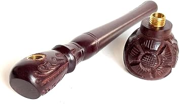 Generic Ar Tobacco Pipe Canvas Pipe Roll, Handmade Wood Smoking Pipe for Ultimate Beginner, Travel Tobacco Pipe - Smoking Gift, Brown