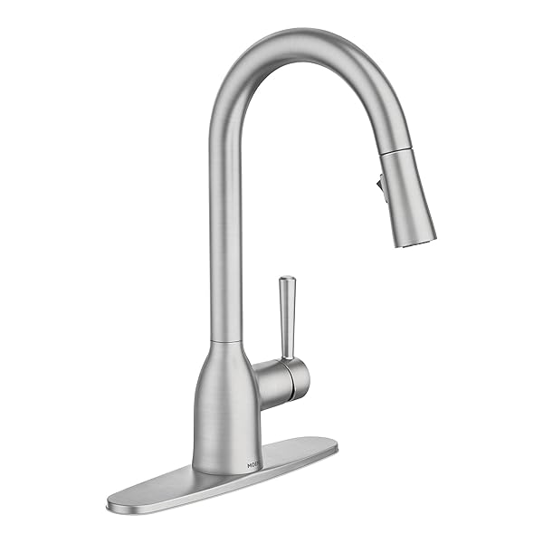 Moen Adler Spot Resist Stainless One-Handle High Arc Pulldown Kitchen Faucet with Power Clean, 87233SRS