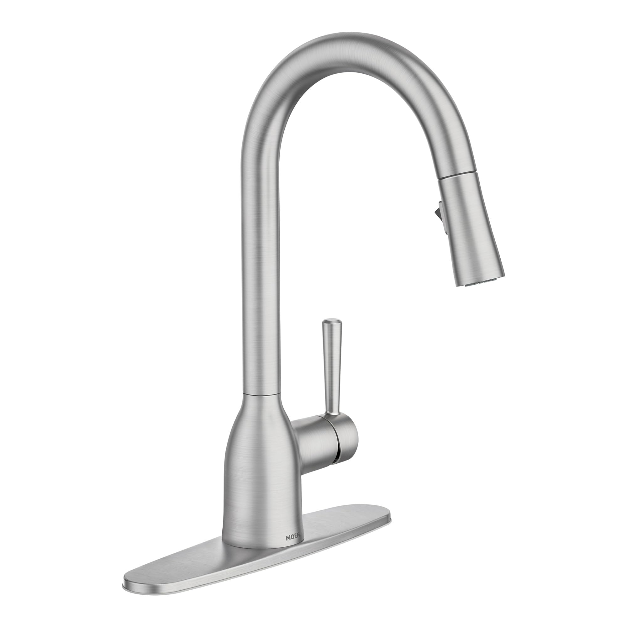 Moen Adler Spot Resist Stainless One-Handle High Arc Pulldown Kitchen Faucet with Power Clean, 87233SRSMoen Adler Spot Resist Stainless One-Handle Hig…