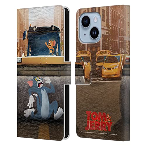 Protection iPhone 14 Plus Tom and Jerry Étui Portefeuille Cuir Head Case