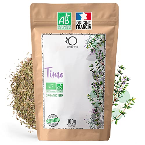 ORIGEENS TIMO BIOLOGICO Origin Francia 100g | Foglie di Timo Essiccate per Tisana al Timo contro la tosse e per la cucina
