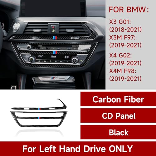 Image of Car CD Panel Trim Center Console Cover Multimedia Carbon Fiber Decal Sticker fits for BMW X3 G01 X4 G02 2018 2019 2020 2021 Accessories