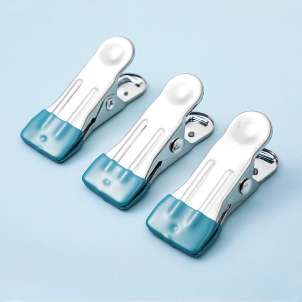 30 Mollette In Acciaio Inox Multiuso Con Gomma Antiscivolo - Clip Per Calze, Asciugamani, Sigillare Sacchetti, Foto, Ufficio (Grigio) - 3