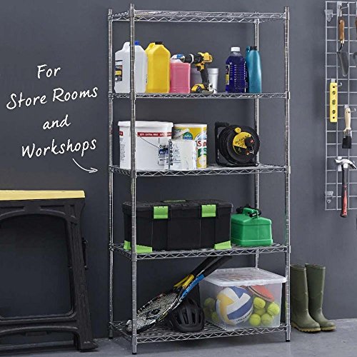 Image of Callas Heavy-Duty 6-Tier Height Adjustable Rack, Chrome, Load Capacity 125 KG per Shelf (Chrome 90 x 35 x 180 cm)