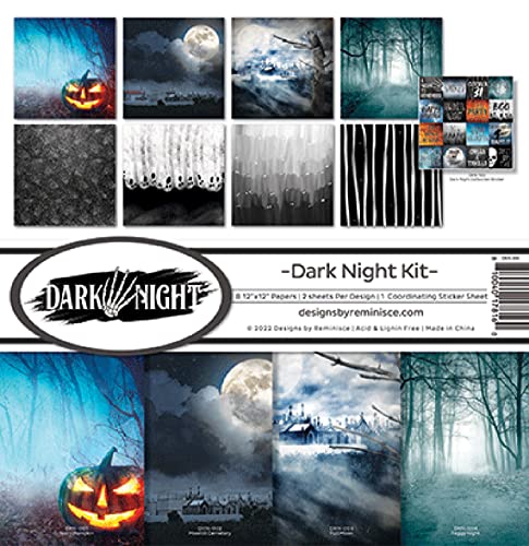Reminisce Dark Night Scrapbook Collection Kit,White, 12x12 inches