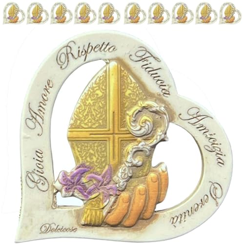 regalami.Shop 10 bomboniere per Santa Cresima cm. 10x10 in pierta con bassorilievo Dipinto a Mano, Mde in Italy (Gretel cresima, 10)