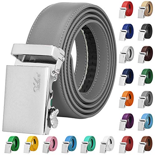 Image of Falari Men Unisex Genuine Leather Ratchet Dress and Casual Belt, Automatic Sliding Buckle, Trim to Fit