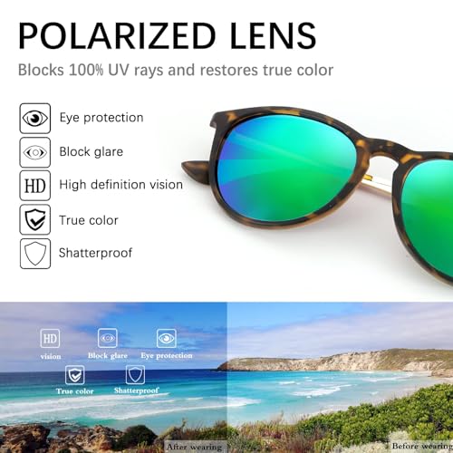 Sunglasses for Women Men，Womens Vintage Sunglasses Trendy Round Classic Retro Mirrored Polarized Sun glasses3
