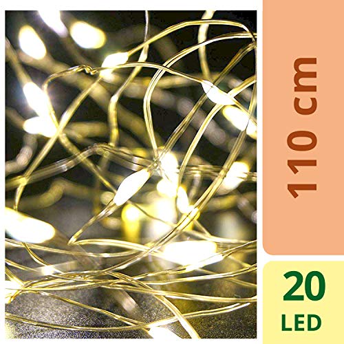 ATG chaîne lumineuse LED 10 pièces á 20 LED | éclairage pour bouteilles, lanternes, verres et autres décorations. Fenêtres d'éclairage de Noël | blanc chaud