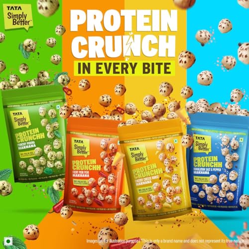 Image of Tata Simply Better Protein Crunch Fiery Peri Peri Flavoured Makhana, 50g, Double Roasted for 2X Crunch, With No Palm Oil & Artificial Flavours, Dry Fruits & Nuts Based Snack, Made with Olive Oil