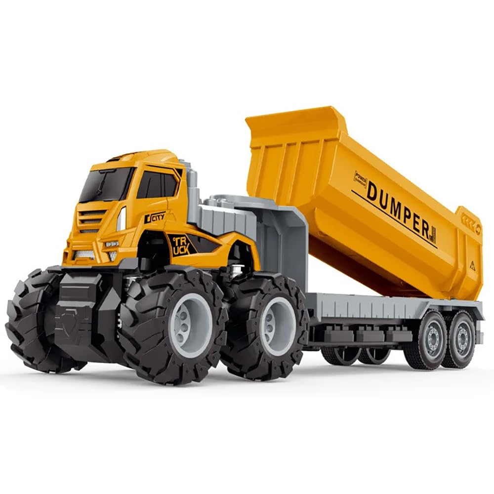DEUSON ECOM Truck Toy Dumper Toy Metal Head Trucks Toys Friction Powered Engineering Vehicle Model Construction Toys for 2 3 4 5 Years Kids