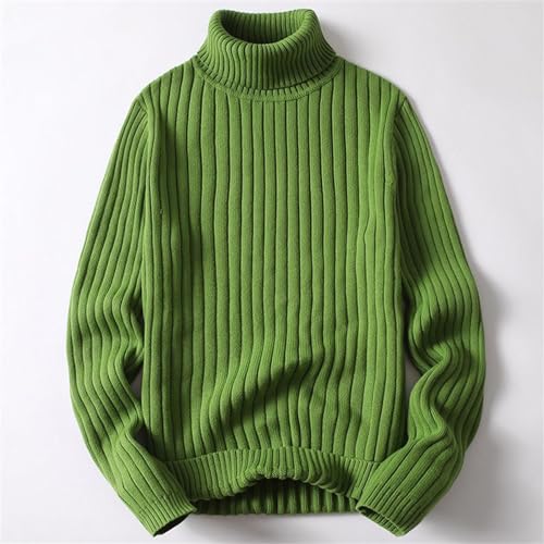Autumn and Winter Mens Solid Color Striped Pullovers Long Sleeve Turtleneck Sweater Warm Jumpers2