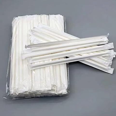 Reusable Straws - Strong, Long Straw for Cocktail, Juice, Milkshake, - Flexible Straws for Picnic, Camping, Party - Neon Straws for Kids(White)100pcs Cover