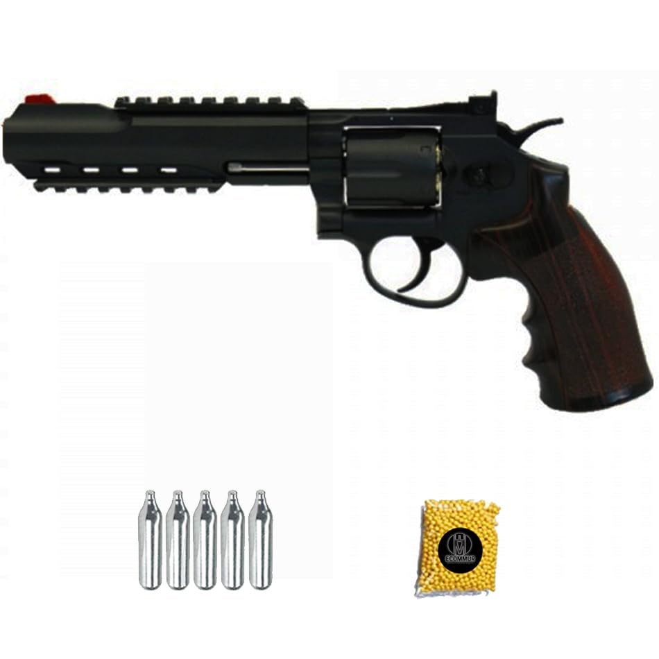 Revolver WG 702 6 » Noir | Pack Pistolet Airsoft (Billes en PVC). Arme à Softair CO2 Calibre 6 mm...
