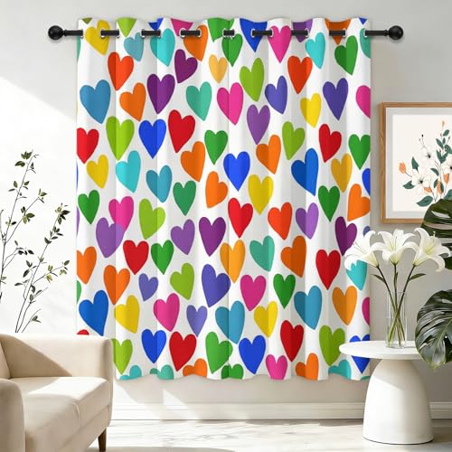 Générique Rideaux occultants Isolation Thermique, Motif Cœur Aquarelle Romantique, Style Amour, pour Chambre De Bébé Chambre De Fille, décoration de...