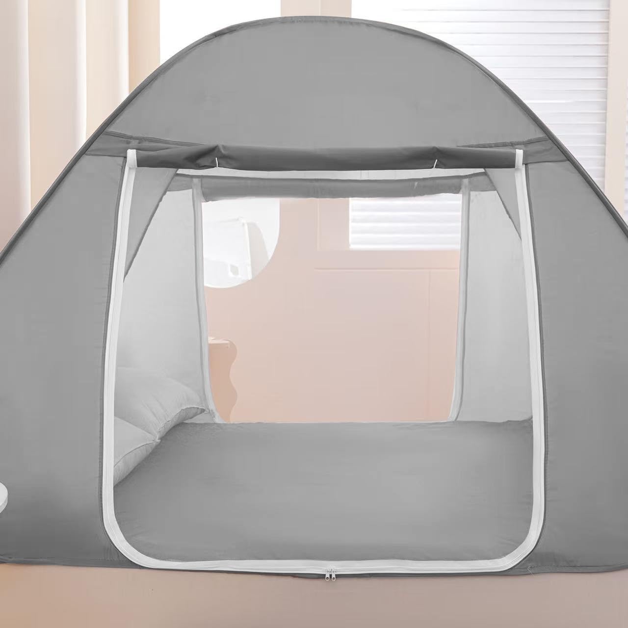 Moskitonetz für Bett, gefaltete Größe, 30,5 cm, tragbares Camping-Reise-Moskitonetz, Pop-Up-Moskitonetz mit doppeltem Einstieg für King-Size-Bett (gefaltet 50,8 cm, grau, 180,3 x 200,7 x 149,9 cm)
