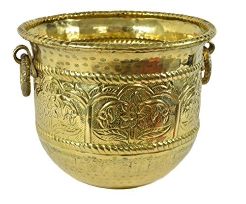 Handcrafted Brass Planter Pot with Lacquer Finish- 12.5 x 10.5 inches