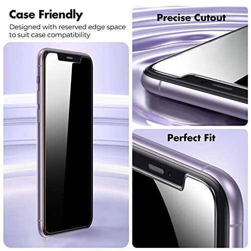 Image of UNBREAKcable Privacy Screen Protector Shatterproof Tempered Glass [True 28Anti Spy] [9H Hardness] [Easy Installation Frame] for iPhone 11 /XR 6.1 inch - 2 Pack