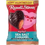 RUSSELL STOVER Valentine's Day Dark Chocolate Sea Salt Caramel Heart, 1.3 oz. (Pack of 18)