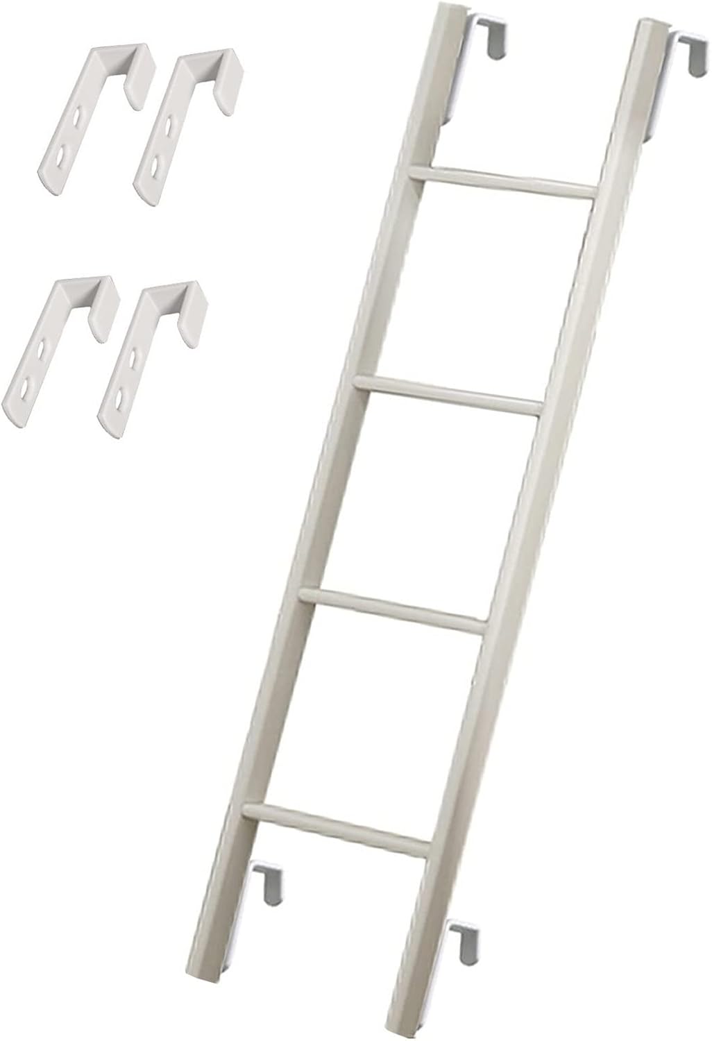 ホワイト 二段ベッド用はしご フック4個付き 長さ116/130/140/150cm