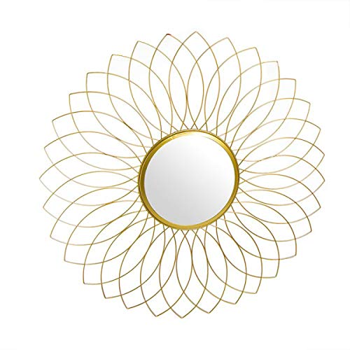 Eideo Home Espejo de pared redondo de metal y cristal, 60 cm, color dorado Cover