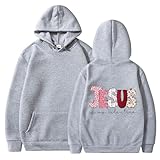 2026 Winter-Kapuzenpullover mit Regenbogen-Logo, um Ihre Videos von Adley und ihren Videos zu zeigen, grau, L