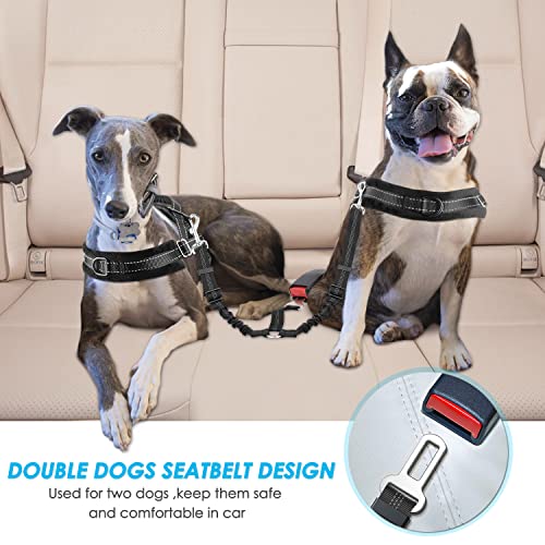 lukovee Doppel Hund Sicherheitsgurt, Dual Pet Auto Sicherheitsgurt verstellbar, Double Dog Coupler Blei mit Elastic Bungee und reflektierenden Streifen keine Sicherheit