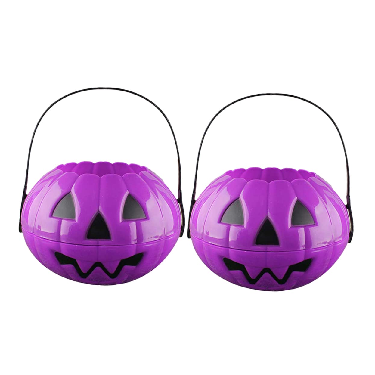 OKUMEYR 2pcs Portable Halloween Pumpkin Buckets Candy Containers for Trick Treat Halloween Party Supplies and Home Decor Fun Pumpkin Shape for Boys and Girls