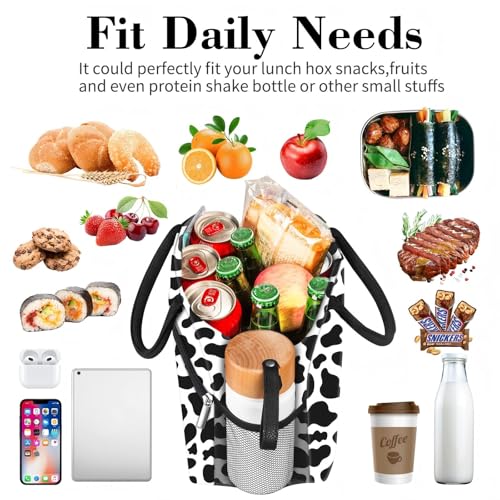 Coobiiya Lunch Bag Women, Lunch Box for Women Adult Men, Small Leakproof Cute Lunch Tote Large Capacity Reusable Insulated Cooler Lunch Container for Work/Office/Picnic/Travel-Cow