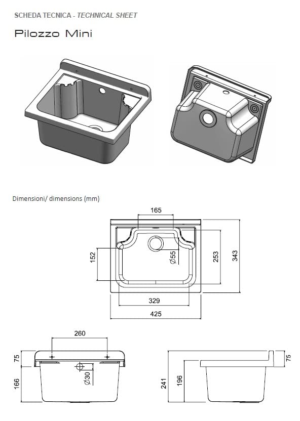 La Ventilazione lavello da esterno 500x350x240 LAVSG50