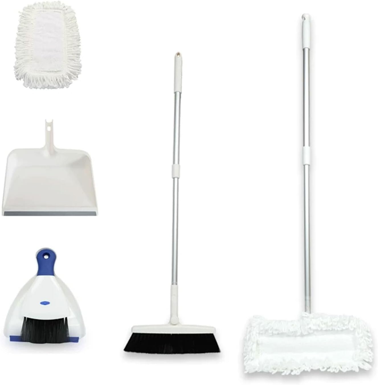 Kids Cleaning Tool Set, Montessori Cleaning Kit with Extendable Mop, Broom & Dustpan, Child-Sized Cleaning Toys (5PCS)