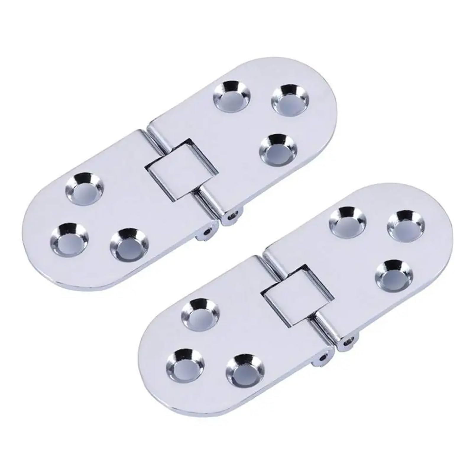 Znjamn Silver 2Pcs Zinc Alloy Flush Hinges 180 Degree Cabinet Door Semicircle Furniture Accessories For Folding Furniture(Silver)