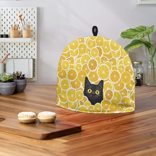Image of Tea Pot Cover Yellow Lemon Print Teapots Cosy Insulated Tea Cozies Home Kitchen Decoration Teapot Dust Cover Warming Tea Kettle Quilt Creative Gifts for Party