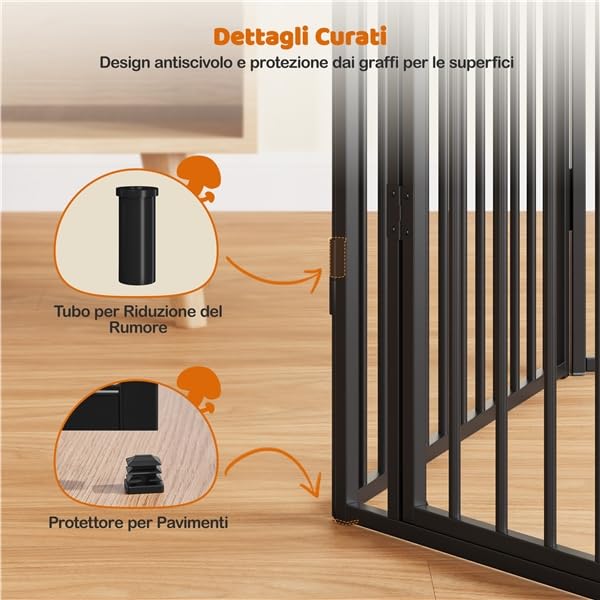 Yaheetech Recinto per Cani 6 Pannelli 100 cm da Interno da Esterno, Cancelletto Box per Cani Gatti, Cancello Barriera Pieghevole in Metallo per Casa Giardino