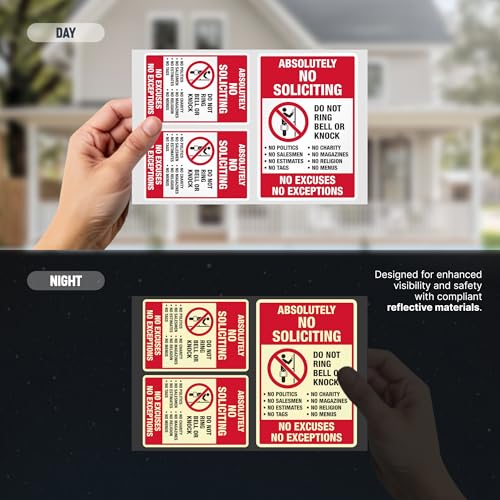 smartsign absolutely no soliciting stickers no excuses no exceptions do not ring bell knock decals set pack of 3 one 37534x5534 amp two 27534x434 made in usa