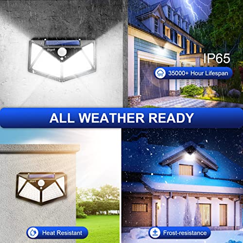 Solar Outdoor Lights 6 Pack, Wall Lights Solar Powered IP65 Waterproof, 100LED/3 Modes 270° Lighting Angle Motion Sensor Security Lights, Bright for Backyard Garden Fence Patio Front Door