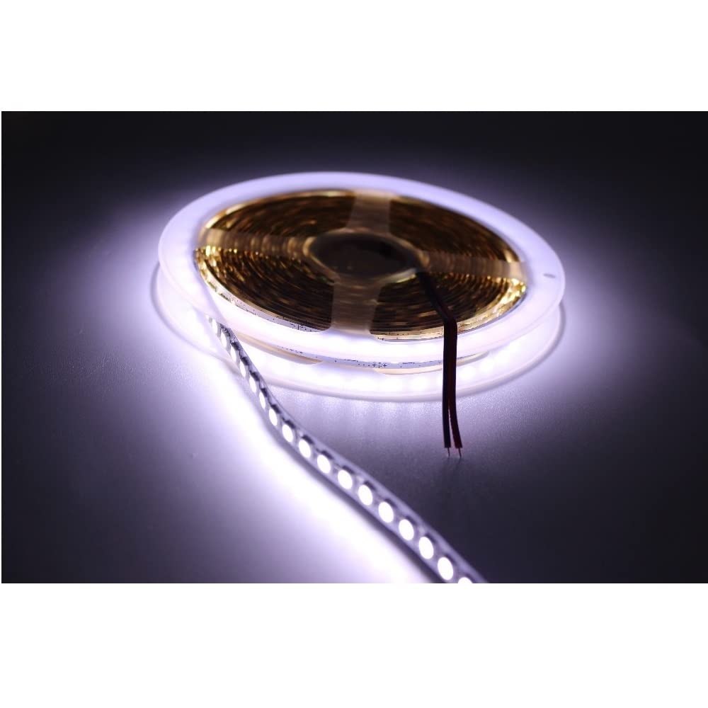 JiuRui LED Lampe LED de 5m DC12V 24V Strip 5050 12 0le Ds/m 60 Xled Super Bright 5050 LED Lumière flexible RVB White Whitewarm 4000K (Couleur : IP65)