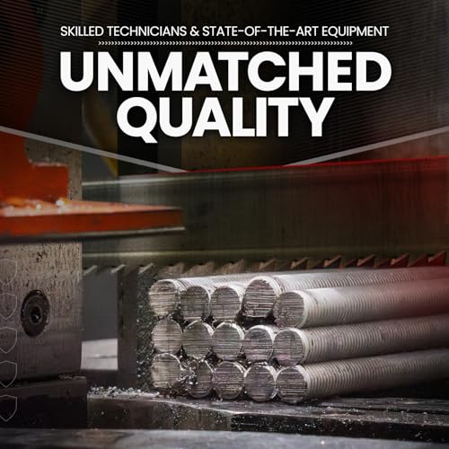Image of Conquest Type 316 Stainless Steel Threaded Rod 1 inch-8 x 12 | (2 Pack), Coarse Threaded All-Thread Rods for Marine, Industrial, and Outdoor Use