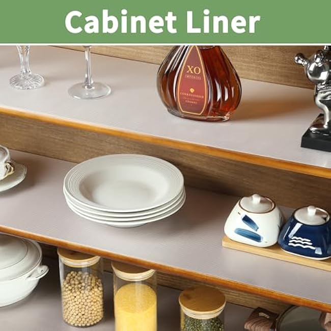 Shelf Liners 17 inch x 20 ft Shelf Liners for Kitchen cabinets nonstick Lining Drawer Mats EVA Protector for Cupboard (Clear Ribbed,17 inch x 20 ft)