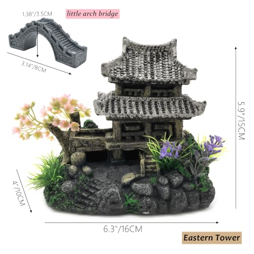 Image of M2cbridge Aquarium Decor Antique Roman Column Ruin European Castle Underwater Landscape(Pavilion)