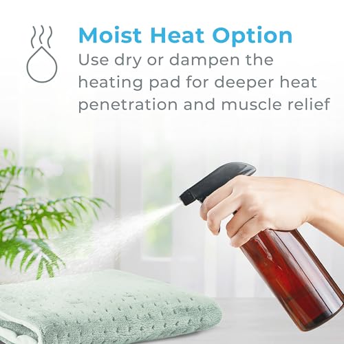Image of Pure Enrichment PureRelief XL Heating Pad - 12 inch x 24 inch Electric Heating Pad for Back Pain & Cramps, 6 Heat Settings, FSA /HSA Eligible, Soft Machine Wash Fabric, Auto-Off & Moist Heat (Zen Green)