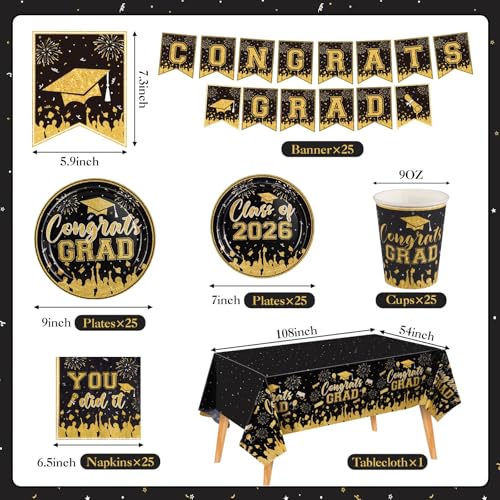 Save on Black Gold 2026 Graduation Party Supplies with Code 8BZ5IWZ8