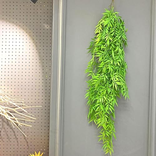 Image of Dekorly Artificial Vines Fake Greenery Garland Willow Leaves Faux Hanging Plants Trailing Weeping Ivy Drooping Hanging Vines Faux Plants Realistic (Design-B, 65CM)