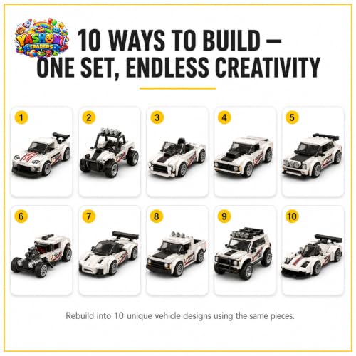 Image of Yashoni Automotive Building Blocks Toy Set for Kids | 10+ Construction Models in one Set| Aircraft, Excavator, Jeep, Car Model Building Kit | Educational STEM Toy | Ages 6+ (Thunder Race Car)