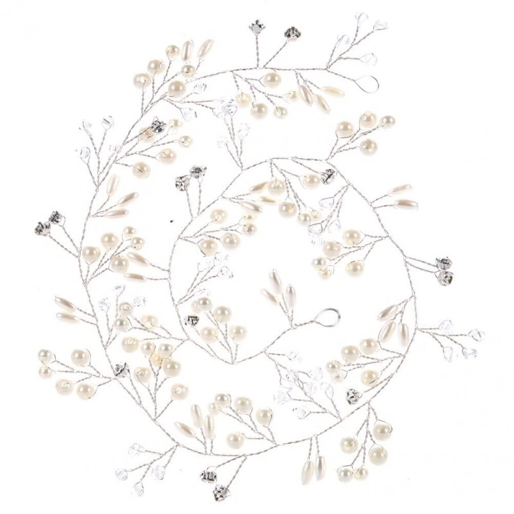 Sofezdo Bridal Hair Vines Women's Wedding Hair Vines Crystal Leaf Headpieces Bridal Crown Tiara Pearl Flower Headband Accessories